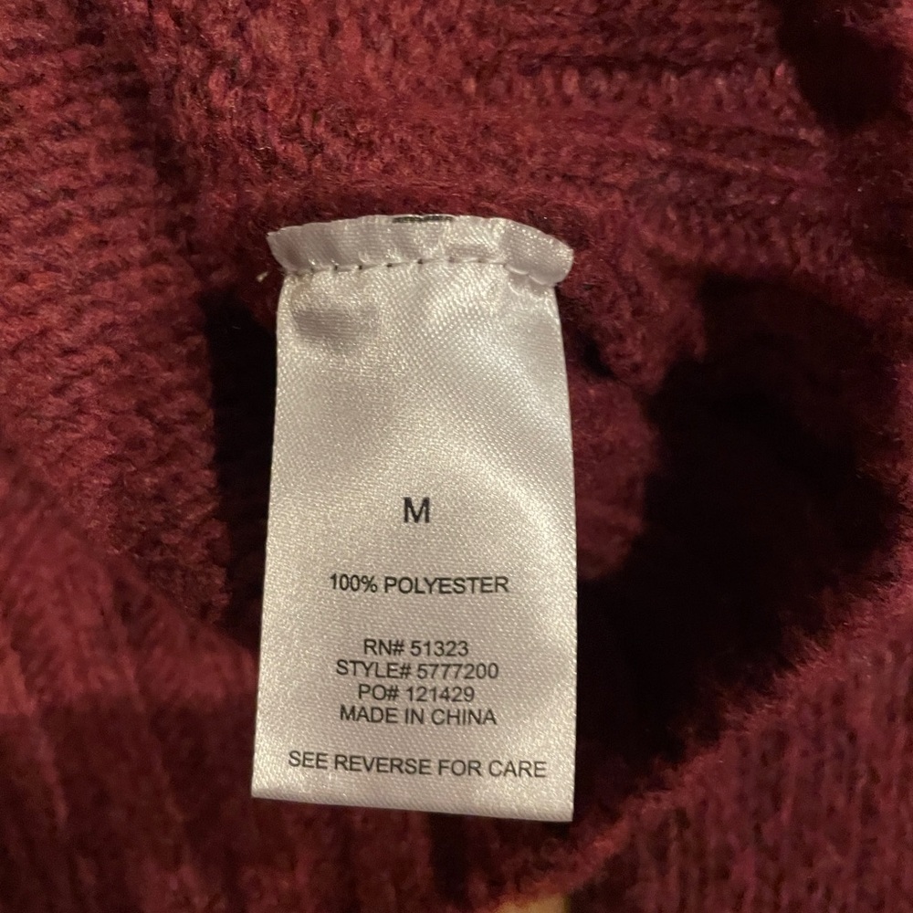 NWT Sincerly Jules Burgundy Pink Cream Crop Sweater Rosette Barrette Duo M - Picture 5 of 8
